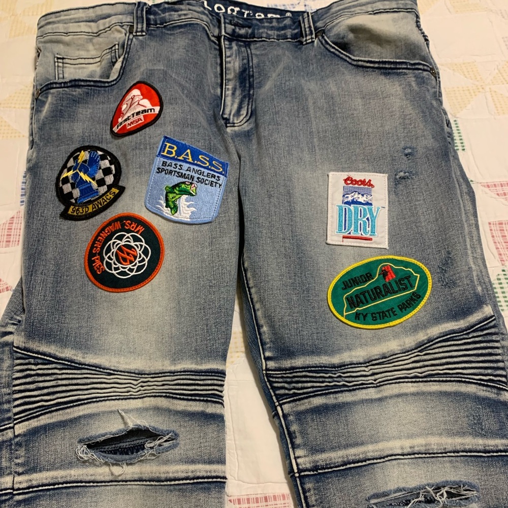 Kilogram Distressed Ripped Patches Men’s Jeans Size W 42 X L 31